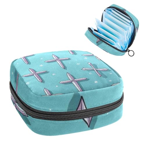 Periodenbeutel für die Schule, Damenbinden-Aufbewahrungstasche, Reißverschluss, Menstruationstassen-Beutel, Tamponbeutel für Damen, Oster-Kreuz-465 von RODAILYCAY