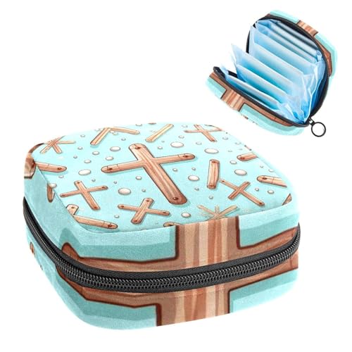 Periodenbeutel für die Schule, Damenbinden-Aufbewahrungstasche, Reißverschluss, Menstruationstassen-Beutel, Tamponbeutel für Damen, Oster-Kreuz-487 von RODAILYCAY