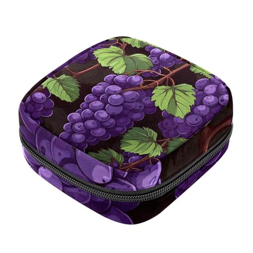 Periodenbeutel für die Schule, Damenbinden-Aufbewahrungstasche, Reißverschluss, Menstruationstassen-Beutel, Tamponbeutel für Frauen, Traube-1543 von RODAILYCAY