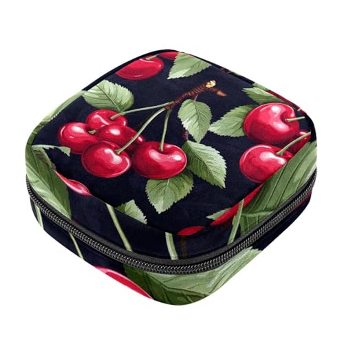 Periodenbeutel für die Schule, Damenbinden-Aufbewahrungstasche, Reißverschluss, Menstruationstassenbeutel, Tamponbeutel für Damen, Kirsch-861 von RODAILYCAY