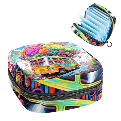 Periodenbeutel für die Schule, Damenbinden-Aufbewahrungstasche, Reißverschluss, Menstruationstassenbeutel, Tamponbeutel für Frauen, Gehirn und Bus-14 von RODAILYCAY