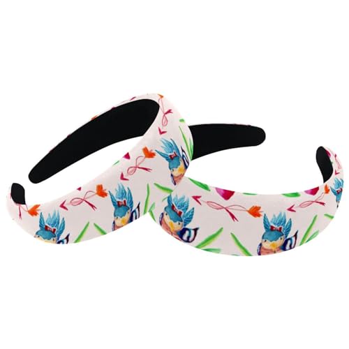 RODAILYCAY 2 Packungen Blumenmuster mit süßem Vogel Samt gepolsterte Stirnbänder, Vintage dickes Haarband, rutschfest, breite Haarband, Hoops, Haarschmuck für Frauen RODAILYCAY 2 Packungen Blumenmuster mit süßem Vogel Samt gepolsterte Stirnbänder, Vintage dickes Haarband, rutschfest, breite Haarband, Hoops, Haarschmuck für Frauen von RODAILYCAY