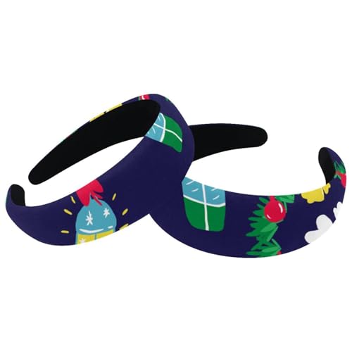 RODAILYCAY 2 Packungen Stirnbänder, Frohe Weihnachten, Samt, dick gepolstert, breite Haarbänder für Frauen und Mädchen, rutschfeste Stirnbänder von RODAILYCAY