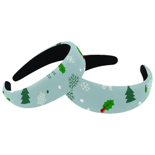 RODAILYCAY 2 Packungen Stirnbänder, rutschfeste Stirnbänder, Frohe Weihnachten, Schneemann, Samt, dick gepolstert, breite Haarbänder für Frauen und Mädchen für Haare von RODAILYCAY