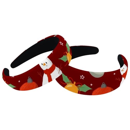 RODAILYCAY 2 Packungen Stirnband-Reifen, Frohe Weihnachten, Samt, dick gepolstert, breite Haarbänder für Frauen und Mädchen, rutschfeste Stirnbänder von RODAILYCAY