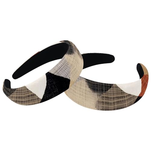 RODAILYCAY 2 Packungen gepolsterte dicke Stirnbänder, kariert, Vintage, dicke Haarbänder, Samt, breiter Turban für Mädchen, Damen, Herren RODAILYCAY 2 Packungen gepolsterte dicke Stirnbänder, kariert, Vintage, dicke Haarbänder, Samt, breiter Turban für Mädchen, Damen, Herren von RODAILYCAY