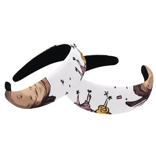 RODAILYCAY 2 Stück Lustige Cartoon Capybaras mit Kuchen Gepolsterte Stirnbänder Mode Dicke Breite Haarband Reifen Samt Haarreifen Stirnbänder für Frauen Mädchen Haarschmuck von RODAILYCAY