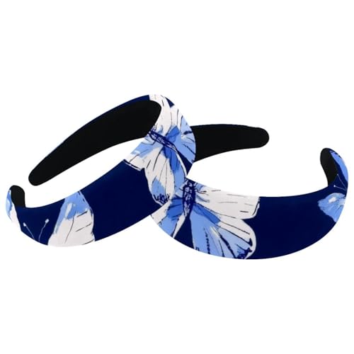RODAILYCAY 2 Stück Stirnbänder für Damen mit Schmetterlingsmuster, rutschfest, Make-up-Stirnband, breite Oberseite, Turban-Haarbänder für die Dusche RODAILYCAY 2 Stück Stirnbänder für Damen mit Schmetterlingsmuster, rutschfest, Make-up-Stirnband, breite Oberseite, Turban-Haarbänder für die Dusche von RODAILYCAY