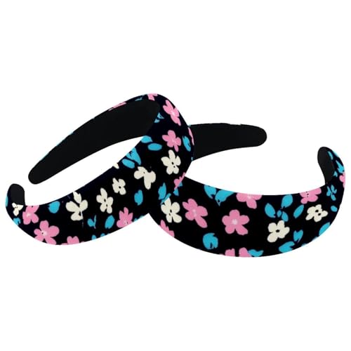RODAILYCAY 2 Stück bunte Ditsy Damen-Stirnbänder mit Blumenmuster, Vintage-Stil, dicke Haarbänder, breite Haarbänder, Samt, gepolsterte Stirnbänder für Mädchen RODAILYCAY 2 Stück bunte Ditsy Damen-Stirnbänder mit Blumenmuster, Vintage-Stil, dicke Haarbänder, breite Haarbänder, Samt, gepolsterte Stirnbänder für Mädchen von RODAILYCAY