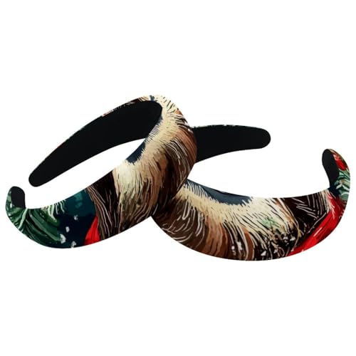 RODAILYCAY 2 Stück gepolsterte Stirnbänder, Faultier-Schals mit Weihnachtskranz, modisch, dick, breit, Haarband, Hoops, Stirnbänder für Frauen und Mädchen, Samt-Haarreifen, Haarschmuck von RODAILYCAY