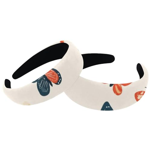 RODAILYCAY 2 Stück gepolsterte Stirnbänder, Schmetterlingsmotiv, modisch, dick, breit, Samt-Haarreifen, Stirnbänder für Damen und Mädchen, Haar-Accessoires von RODAILYCAY