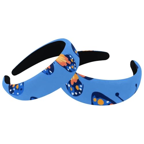 RODAILYCAY 2 Stück gepolsterte dicke Stirnbänder Schmetterling Vintage Dicke Haarbänder Samt breite Oberseite Turban für Mädchen Frauen Männer von RODAILYCAY