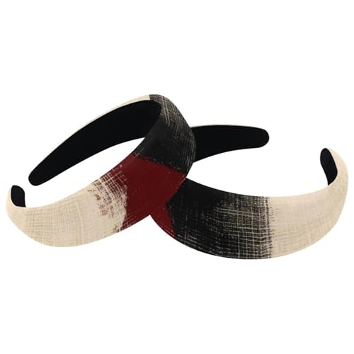RODAILYCAY 2 Stück gepolsterte dicke Stirnbänder Vintage dicke Haarbänder Kariert Samt breite Oberseite Turban für Mädchen Frauen Männer von RODAILYCAY