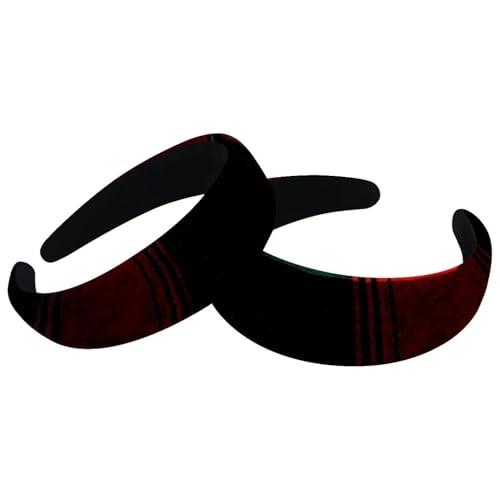 RODAILYCAY 2 x Haarbänder, Samt, dick, gepolstert, kariert, breite Haarbänder für Damen und Mädchen, rutschfeste Stirnbänder von RODAILYCAY