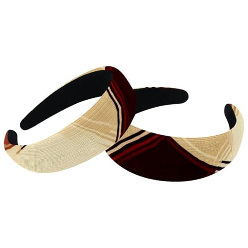 RODAILYCAY 2 x Stirnbänder für Damen, kariertes Muster, Vintage-Stil, rutschfest, dick gepolstert, breite Haarwickel von RODAILYCAY