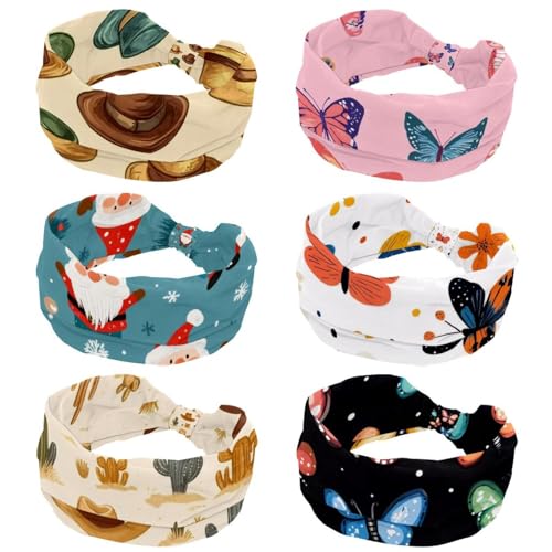RODAILYCAY 6 Stück Stirnbänder für Frauen und Mädchen, modisches Stirnband, Schmetterlingsmuster, Criss Twisted Haarband, breite Kopfwickel, Haar-Accessoires RODAILYCAY 6 Stück Stirnbänder für Frauen und Mädchen, modisches Stirnband, Schmetterlingsmuster, Criss Twisted Haarband, breite Kopfwickel, Haar-Accessoires von RODAILYCAY