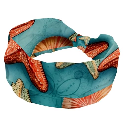 RODAILYCAY Breite Seestern-Stirnbänder für Damen, Yoga, Workout, Schweiß-Stirnbänder, elastisch, rutschfest, verdrehter Knoten, Headwraps RODAILYCAY Breite Seestern-Stirnbänder für Damen, Yoga, Workout, Schweiß-Stirnbänder, elastisch, rutschfest, verdrehter Knoten, Headwraps von RODAILYCAY