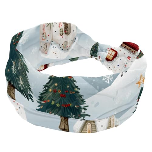 RODAILYCAY Breite Stirnbänder, Haarbänder für Frauen, Frohe Weihnachten, dehnbares Stirnband, elastisches Kopfwickel-Haarzubehör, gedrehtes Kreuz-Haarband von RODAILYCAY