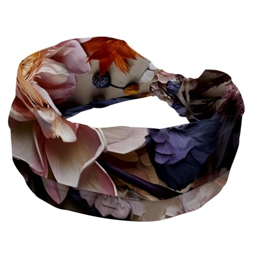 RODAILYCAY Breites Damen-Stirnband, florale Blume, schweißabsorbierend, Sport-Haarband, elastisch, weich, Yoga-Stirnband, modisches Haar-Accessoire von RODAILYCAY