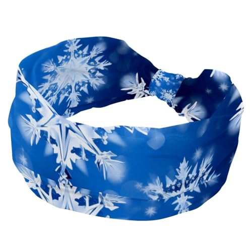 RODAILYCAY Breites Stirnband, Motiv: Frohe Weihnachten, Schneeflocke, elastisches Haarband, Kopfbedeckung, Twist-Kopf, Turban-Stirnband, Haarschmuck für Damen von RODAILYCAY