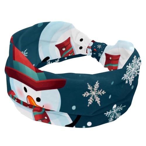 RODAILYCAY Breites Stirnband, elastisches Haarband, Kopfbedeckung, Twist-Kopfwickel, Turban-Stirnband, Frohe Weihnachten, Schneemann, Haarschmuck für Frauen von RODAILYCAY