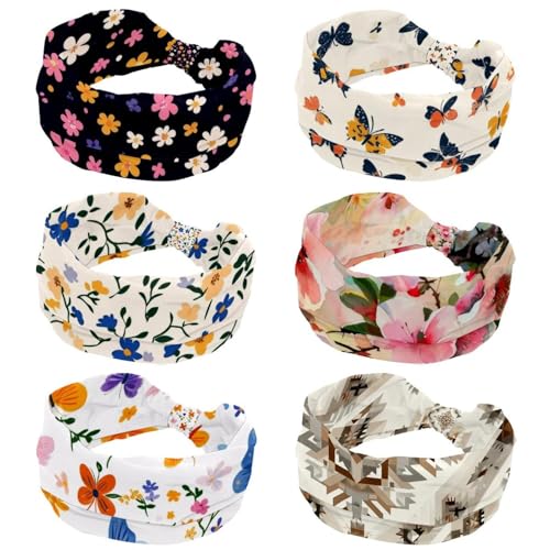 RODAILYCAY Buntes Haarband mit Schmetterling und Blume, modisches Haarband, 6 Stück, für Damen und Mädchen, überkreuztes gedrehtes Haarband, breiter Kopfwickel, Haar-Accessoires RODAILYCAY Buntes Haarband mit Schmetterling und Blume, modisches Haarband, 6 Stück, für Damen und Mädchen, überkreuztes gedrehtes Haarband, breiter Kopfwickel, Haar-Accessoires von RODAILYCAY