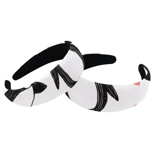 RODAILYCAY Damen-Haarbänder, Pinguin und Herz, breit, Vintage-Stil, dicke Haarbänder, Samt, gepolstert, für Mädchen, 2 Stück RODAILYCAY Damen-Haarbänder, Pinguin und Herz, breit, Vintage-Stil, dicke Haarbänder, Samt, gepolstert, für Mädchen, 2 Stück von RODAILYCAY