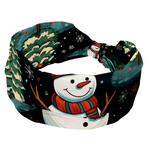 RODAILYCAY Damen Stirnbänder Breit Hair Wrap Frohe Weihnachten Schneemann Twist Knoten Haarband Anti-Rutsch Haarband Weich Dehnbar Turban Stirnbänder für Mädchen von RODAILYCAY