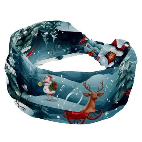 RODAILYCAY Damen-Stirnband, Frohe Weihnachten, weiches Haar-Accessoire, elastische, breite Stirnbänder, schweißableitende Haarwickel für Workout, Yaga, Laufen, Wandern, Übung von RODAILYCAY