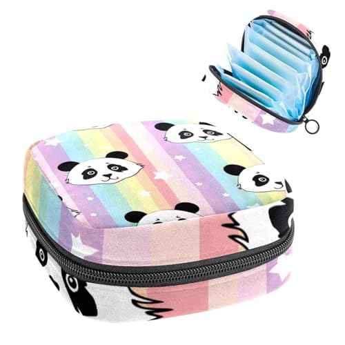 RODAILYCAY Damenbinden Aufbewahrungsbeutel für Damen, große Kapazität, Menstruationspad-Tasche, Panda-Regenbogen-Menstruationstaschen, Tampon-Sammelhalter, Geldbörse von RODAILYCAY