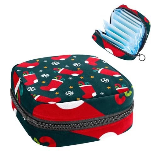 RODAILYCAY Damenbinden Aufbewahrungsbeutel für Damen, große Kapazität, Menstruationspad-Tasche, rot, Weihnachtsschlitten, Menstruationstaschen, Tampon-Sammelhalter, Geldbörse, Mehrfarbig 8, von RODAILYCAY