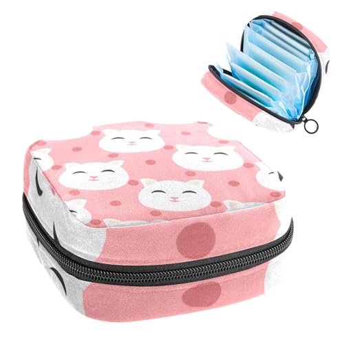 RODAILYCAY Damenbinden Aufbewahrungsbeutel für Frauen, große Kapazität, Menstruationspad-Tasche, rosa Katze, Menstruationstaschen, Tampon-Sammelhalter, Geldbörse, Mehrfarbig 1, 4.7x6.6x6.6 in/12x17x17 von RODAILYCAY