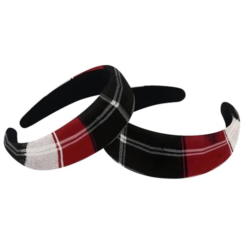 RODAILYCAY Dicke Haarbänder im Vintage-Stil, klassisches Gittermuster, gepolstert, dick, Samt, Turban für Mädchen, Damen, Herren, 2 Stück RODAILYCAY Dicke Haarbänder im Vintage-Stil, klassisches Gittermuster, gepolstert, dick, Samt, Turban für Mädchen, Damen, Herren, 2 Stück von RODAILYCAY
