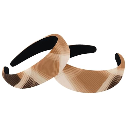 RODAILYCAY Dickes Vintage-Haarband, kariert, Samt, gepolstert, rutschfest, breit, Haarschmuck für Damen, 2 Packungen von RODAILYCAY