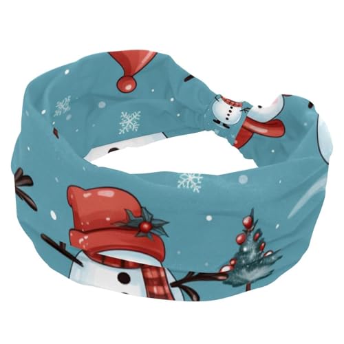 RODAILYCAY Elastisches Haarband, Stirnbänder für Frauen und Mädchen, Frohe Weihnachten, Schneemann, rutschfest, breites Stirnband, verdrehter Kopf, Haarschmuck von RODAILYCAY