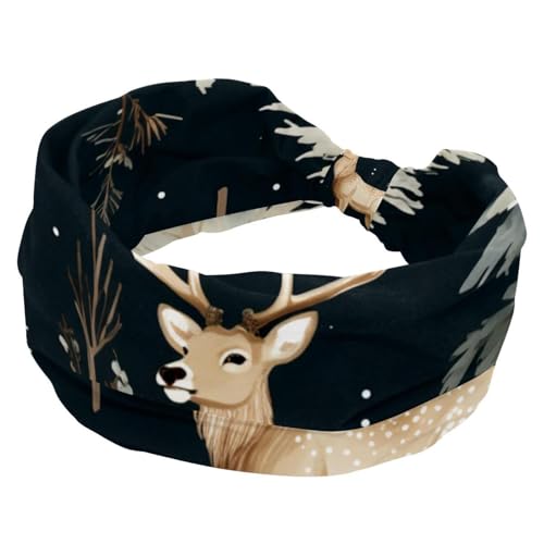 RODAILYCAY Frohe Weihnachten Elch Hirsch Frauen Stirnbänder Rutschfestes Haarband Breites Haar Wrap Twist Geknotetes Haarband Weich Dehnbar Turban Stirnbänder für Mädchen von RODAILYCAY
