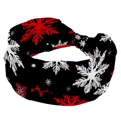 RODAILYCAY Frohe Weihnachten Schneeflocke Mode Stirnband Stirnbänder für Frauen Mädchen Criss Twisted Haarband Breiter Kopf Wrap Haarschmuck von RODAILYCAY