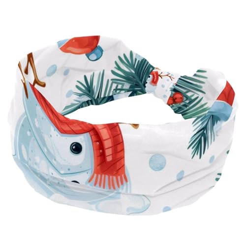 RODAILYCAY Frohe Weihnachten Schneeflocke Schneemann Haarbänder für Frauen Stretch Breite Stirnbänder Mode Turban Stirnbänder Yoga Workout Schweißband Head Wrap Haarschmuck von RODAILYCAY