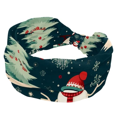 RODAILYCAY Frohe Weihnachten Schneemann Damen-Stirnband, weiches Haar-Accessoire, elastische, breite Stirnbänder, schweißableitende Haarbänder für Workout, Yaga, Laufen, Wandern, Übung von RODAILYCAY