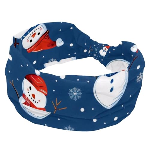 RODAILYCAY Frohe Weihnachten Schneemann Schneeflocken Haarbänder für Frauen Stretch Breite Stirnbänder Mode Turban Stirnbänder Yoga Workout Schweißband Head Wrap Haarschmuck von RODAILYCAY
