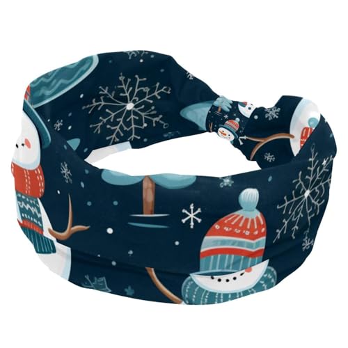 RODAILYCAY Frohe Weihnachten Schneemann Stirnband für Mädchen Frauen Kreuz Twist Breites Haarband Weiches Turban Stirnband Elastische Yoga Workout Kopfbedeckung von RODAILYCAY