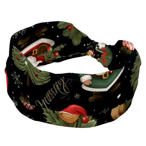 RODAILYCAY Frohe Weihnachten Stirnbänder für Frauen, modische breite Haarbänder, weiche Workout-Turban-Stirnbänder, rutschfest, dehnbare Kopfwickel von RODAILYCAY