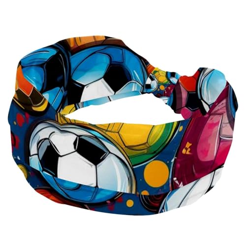 RODAILYCAY Fußball-Stirnband für Damen, elastisch, breit, weiches Haar-Accessoire, schweißableitende Haarbänder für Workout, Yaga, Laufen, Wandern, Training von RODAILYCAY