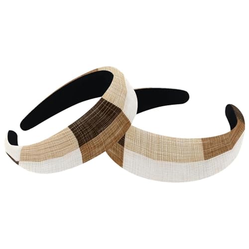 RODAILYCAY Gepolsterte Stirnbänder, kariert, modisch, dick, breit, Haarbänder für Damen und Mädchen, Samt-Haarreifen, Haar-Accessoires, 2 Stück RODAILYCAY Gepolsterte Stirnbänder, kariert, modisch, dick, breit, Haarbänder für Damen und Mädchen, Samt-Haarreifen, Haar-Accessoires, 2 Stück von RODAILYCAY