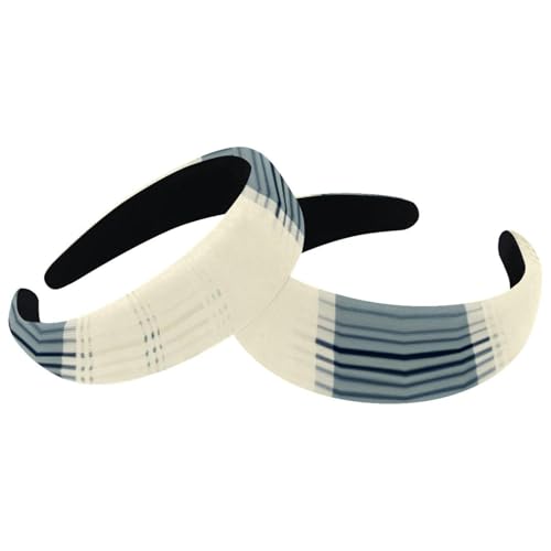 RODAILYCAY Gepolsterte Stirnbänder, klassisches Gittermuster, modisch, dick, breit, Samt-Haarreifen, Stirnbänder für Damen und Mädchen, Haar-Accessoires, 2 Stück von RODAILYCAY