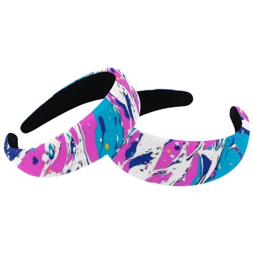 RODAILYCAY Gepolsterte Stirnbänder, modisch, dick, breit, buntes Marmor-Texturmuster, Stirnbänder für Damen und Mädchen, Samt-Haarreifen, Haar-Accessoires, 2 Stück RODAILYCAY Gepolsterte Stirnbänder, modisch, dick, breit, buntes Marmor-Texturmuster, Stirnbänder für Damen und Mädchen, Samt-Haarreifen, Haar-Accessoires, 2 Stück von RODAILYCAY