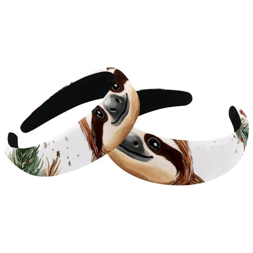 RODAILYCAY Gepolsterte Stirnbänder, süßes Faultier im Weihnachtskranz, modisch, dick, breit, Haarbänder für Damen und Mädchen, Samt-Haarreifen, Haar-Accessoires, 2 Stück RODAILYCAY Gepolsterte Stirnbänder, süßes Faultier im Weihnachtskranz, modisch, dick, breit, Haarbänder für Damen und Mädchen, Samt-Haarreifen, Haar-Accessoires, 2 Stück von RODAILYCAY