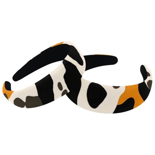 RODAILYCAY Gepolsterte Stirnbänder mit abstraktem Marmor-Texturmuster, modisch, dick, breit, Haarbänder für Damen und Mädchen, Samt-Haarreifen, Haar-Accessoires, 2 Stück von RODAILYCAY