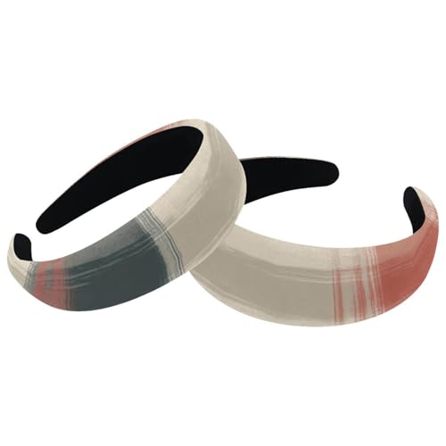RODAILYCAY Gepolsterte Stirnbänder mit klassischem Karomuster, modisch, dick, breit, Haarbänder für Damen und Mädchen, Samt-Haarreifen, Haar-Accessoires, 2 Stück von RODAILYCAY