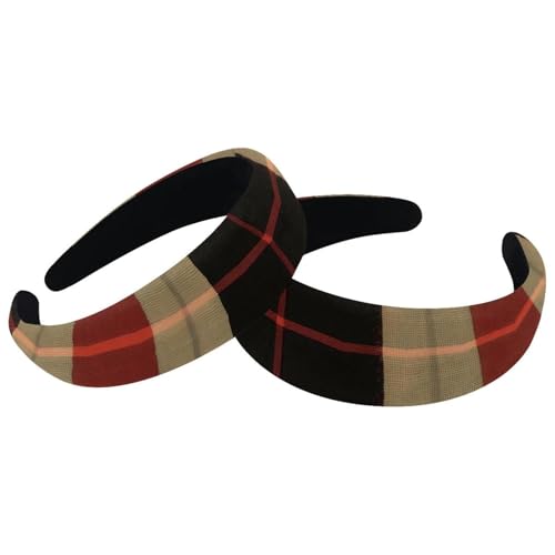 RODAILYCAY Gepolsterte dicke Stirnbänder, kariertes Muster, Vintage-Stil, dicke Haarbänder, Samt, breite Oberseite, Turban für Mädchen, Damen, Herren, 2 Stück RODAILYCAY Gepolsterte dicke Stirnbänder, kariertes Muster, Vintage-Stil, dicke Haarbänder, Samt, breite Oberseite, Turban für Mädchen, Damen, Herren, 2 Stück von RODAILYCAY